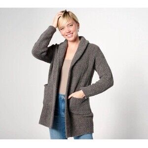 Barefoot Dreams CozyChic Chenille Cardigan A619890 Gray  Size 3x Open Front